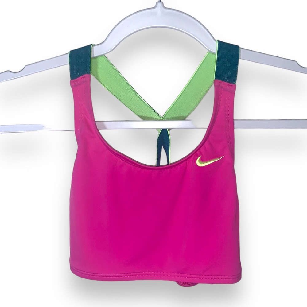 Nike Girls "Laser Fuchsia" Criss-Cross Sports Bra – Size Large